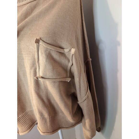 Pol oversized knit balloon sleeve slouchy neutral sweater lg - Picture 7 of 10